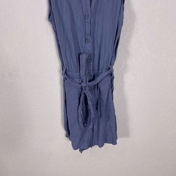 Cloth & Stone Blue Button Front Collared Sleeveless Romper - Picture 4 of 6